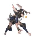  1boy animal_ears armor barefoot beard belt brown_hair bunny_tail chambray facial_hair facial_mark fire_emblem fire_emblem:_kakusei fire_emblem_heroes full_body fur_trim gem highres male_focus multicolored_hair official_art open_mouth p-nekor rabbit_ears red_eyes solo tail teeth transparent_background two-tone_hair white_hair 