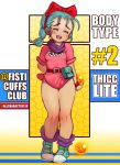  1girl aqua_hair arm_behind_back artist_name ascot belt blush bow braid bulma character_name closed_eyes dragon_ball dragon_ball_(classic) dragon_ball_(object) english_text fisticuffs_club furrowed_brows hair_bow hair_ribbon hip_focus knees_togehter_feet_together knees_together loose_socks open_mouth pigeon-toed ponytail pouch red_bow red_ribbon ribbon shoes single_braid smile solo standing thighs tunic twitter_username wristband 