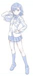  1girl blue_eyes blush bow bowtie breasts closed_mouth commentary_request hair_ornament hairclip looking_at_viewer misaka_mikoto raika9 school_uniform short_hair simple_background sketch skirt solo to_aru_kagaku_no_railgun to_aru_majutsu_no_index white_background 