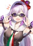  .live adjusting_eyewear armpits breasts carro_pino collarbone commentary_request long_hair looking_at_viewer medium_breasts motsunuki portrait purple_hair simple_background sleeveless sunglasses violet_eyes virtual_youtuber white_background 