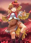  1girl blonde_hair boots highres houshiruri multicolored_hair niwatari_kutaka red_eyes redhead short_hair touhou 