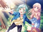 bang_dream! blush dress green_eyes green_hair hikawa_hina official_art short_hair smile