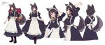  1girl animal_ears black_hair blush brown_hair closed_mouth dog_ears dog_tail eyebrows_visible_through_hair highres looking_at_viewer maid maid_headdress multicolored_hair one_eye_closed open_mouth original roll_okashi short_hair smile solo tail violet_eyes 