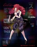 1girl alternate_costume animal_ears boots cat_ears character_name cosplay costume_switch crossover damaged drill_hair girls_frontline official_art red_eyes redhead solo stella_hoshii torn_clothes twin_drills twintails uniform va-11_hall-a
