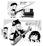 3girls alternate_costume angry assault_rifle commentary_request eyepatch g11_(girls_frontline) girls_frontline gun h&amp;k_hk416 hk416_(girls_frontline) instrument jacket kemejiho keytar m16a1_(girls_frontline) multiple_girls music piano playing_instrument rifle teaching thumbs_up translated weapon 