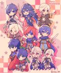  3girls 6+boys artist_request blue_armor blue_eyes blue_hair brother_and_sister cape chibi dragon_boy dragon_girl dual_persona elf falchion_(fire_emblem) father_and_daughter female_my_unit_(fire_emblem:_kakusei) fire fire_emblem fire_emblem:_akatsuki_no_megami fire_emblem:_fuuin_no_tsurugi fire_emblem:_kakusei fire_emblem:_mystery_of_the_emblem fire_emblem:_souen_no_kiseki fire_emblem_heroes fire_emblem_if gloves great_grandfather_and_great_granddaughter hair_ornament headband highres human ike intelligent_systems kamui_(fire_emblem) krom long_hair looking_at_viewer lucina male_my_unit_(fire_emblem:_kakusei) male_my_unit_(fire_emblem_if) mamkute marth multiple_boys my_unit_(fire_emblem:_kakusei) my_unit_(fire_emblem_if) nintendo one_eye_closed pointy_ears project_m red_eyes reflet robe roy_(fire_emblem) siblings sora_(company) star super_smash_bros. super_smash_bros._ultimate super_smash_bros_brawl super_smash_bros_for_wii_u_and_3ds super_smash_bros_legacy_xp super_smash_bros_melee sword tiara twintails weapon white_hair 