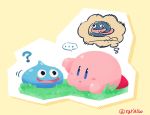  2others ? blob blue_eyes blue_skin blush chibi confused dark_matter_(specie) dragon_quest gooey hal_laboratory_inc. hoshi_no_kirby hoshi_no_kirby_3 kirby kirby&#039;s_dream_land_3 kirby_(series) monster nintendo open_mouth pink_puff_ball rariatto_(ganguri) slime slime_(dragon_quest) smile sora_(company) square_enix super_smash_bros. super_smash_bros._ultimate tongue tongue_out 