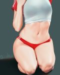  1girl breasts buruma gym_uniform highres kneeling midriff navel original out_of_frame qizhu solo 