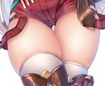  1girl atelier_(series) atelier_ryza brown_legwear close-up denpa_(denpae29) head_out_of_frame red_shorts reisalin_stout short_shorts shorts simple_background solo thigh-highs thigh_gap thighs white_background white_legwear 