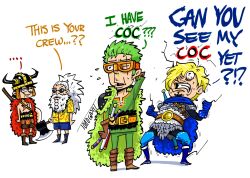 long_hair monkey_d._luffy monkey_d_luffy multiple_boys one_piece roronoa_zoro sanji_(one_piece) scopper_gaban short_hair toadgashi