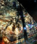  city destruction mecha original science_fiction scifi sky yap_kun_rong 