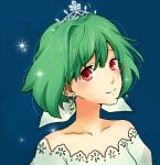  circlet diadem dress earrings green_hair jewelry macross macross_frontier ranka_lee red_eyes short_hair smile star stars tiara 