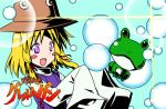  bubble frog hat kiku_hitomoji moriya_suwako parody pink_eyes style_parody tengen_toppa_gurren_lagann toru_tooru touhou 