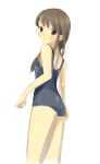  ass back bad_id blush brown_eyes brown_hair long_hair one-piece_swimsuit school_swimsuit solo swimsuit 