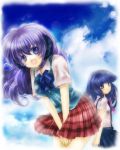  blue_hair furude_rika hanyuu higurashi_no_naku_koro_ni horns purple_hair school_uniform 