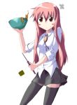  artist_request cooking long_hair louise_francoise_le_blanc_de_la_valliere orange_eyes pink_hair sleeves_rolled_up thigh-highs thighhighs wand zero_no_tsukaima 