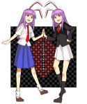  blazer bunny_ears clone dual_persona hand_on_hip long_hair long_skirt necktie open_mouth purple_hair red_eyes reisen_udongein_inaba symmetrical_hand_pose touhou yu_65026 