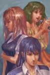  blue_hair earrings green_hair jewelry long_hair macross macross_frontier male microphone ranka_lee realistic red_eyes saotome_alto sheryl_nome short_hair singing smile yutori_(clockwork_chicken) 