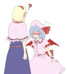  ? alice_margatroid bat_wings blonde_hair blue_hair blush closed_eyes flat_color hat height_difference kiss_attempt lysander_z multiple_girls raisandaa_z remilia_scarlet touhou wings 