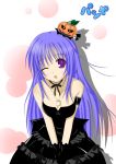  blue_hair dress gothic hat long_hair pangya purple_eyes violet_eyes wink 