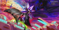  1boy armor artist_name black_sclera blue_armor colored_sclera euphythefox highres metal_sonic red_eyes robot signature solo solo_focus sonic_(series) 