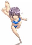  aerial_view bad_feet barefoot bikini brown_eyes contortion flexible from_above silver_hair stretch swimsuit yoga 