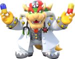 absurdres bowser bracelet dr._mario_(game) dr._mario_world formal highres jewelry pants pill red_tie redhead sharp_teeth spiked_bracelet spikes stethoscope suit teeth white_footwear white_pants white_suit 