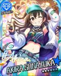  black_hair brown_eyes character_name idolmaster idolmaster_cinderella_girls long_hair shirt smile stars sunazuka_akira wink 