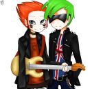  alternate_costume alternate_hairstyle artist_request electric_guitar ferb_fletcher green_hair guitar heavy_metal instrument phineas_and_ferb phineas_flynn punk redhead short_hair siblings 