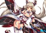  1girl animal_ears bangs blush bodysuit cat_ears gloves haik japanese_clothes leotard long_hair niyah silver_hair smile solo spoilers twintails white_gloves xenoblade_(series) xenoblade_2 yellow_eyes 