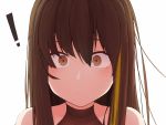  ! 1girl brown_eyes brown_hair collarbone face girls_frontline green_hair highres long_hair looking_at_viewer m4a1_(girls_frontline) multicolored_hair simple_background solo streaked_hair user_pwta3833 white_background 