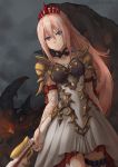  1girl ammo blue_eyes breasts closed_mouth gun highres lace large_breasts pink_hair shionne solo solo_focus tales_of_(series) tales_of_arise weapon 