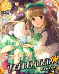  blush brown_eyes brown_hair character_name dress idolmaster idolmaster_cinderella_girls long_hair ribbon smile stars yorita_yoshino 