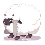  animated artist_name black_eyes closed_mouth commentary gen_8_pokemon horns idle_animation looping_animation lowres no_humans pixel_art pokemon pokemon_(creature) shadow sheep simple_background smile solo standing twitter_username white_background wooloo wunkolo yellow_sclera 