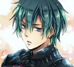  1boy armor artist_request blue_eyes blue_hair byleth byleth_(male) cape fire_emblem fire_emblem:_three_houses looking_at_viewer male_focus short_hair simple_background solo upper_body white_background 