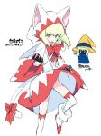  1boy animal_ears animal_hood blonde_hair blush cat_ears cat_hood cat_tail chibi earrings green_hair hat hood jewelry lio_fotia looking_at_viewer male_focus no_panties open_mouth otakebi otoko_no_ko promare solo tail violet_eyes white_background 