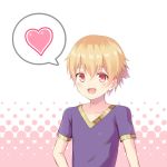  1boy adorable amaama_(user_mepv2353) bangs blonde_hair blush child child_gilgamesh eyebrows_visible_through_hair fate/grand_order fate/hollow_ataraxia fate_(series) hair_between_eyes heart looking_at_viewer male_focus red_eyes solo speech_bubble spoken_heart type-moon ufotable young younger 