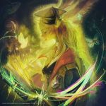  animal_ears book bug butterfly final_fantasy final_fantasy_xiv hat highres insect jacket long_hair medal number official_art quill rabbit_ears scholar_(final_fantasy) smile viera 