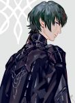  1boy armor blue_eyes blue_hair byleth byleth_(male) cape cravat fire_emblem fire_emblem:_three_houses looking_at_viewer male_focus saiga_tokihito short_hair simple_background solo white_background 