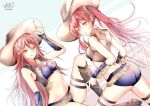  2girls atoatto bare_thighs boots chewing chewing_gum cordelia_(fire_emblem) cow_girl cowboy_boots cowboy_hat fire_emblem fire_emblem_awakening hat long_hair looking_at_viewer mother_and_daughter multiple_girls red_eyes redhead severa_(fire_emblem) smile twintails 