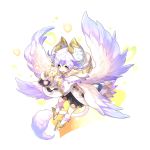  1boy cupid_(dragalia_lost) dragalia_lost dragon_boy full_body green_eyes heart heart_hands horns looking_at_viewer official_art pointy_ears silver_hair solo tail transparent_background wings 
