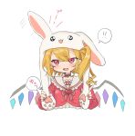  !! :3 :d absurdres animal_ears animal_hood blonde_hair brooch bunny_hood choker commentary_request crystal dress ears_down ears_up eyebrows_visible_through_hair fang fingernails flandre_scarlet frilled_dress frills hair_between_eyes heart highres hood jewelry medium_hair neckerchief one_side_up open_mouth pointy_ears rabbit_ears red_choker red_dress red_eyes red_nails semimaru_(user_zzuy5884) smile touhou upper_body wings 