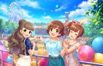 6+boys 6+girls balloon blush brown_eyes brown_hair character_request closed_eyes cloud day dress ferris_wheel honda_mio idolmaster_cinderella_girls_starlight_stage looking_at_viewer official_art open_mouth short_hair sparkle_background stage tree