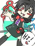  1girl chibi houjuu_nue multiple_wings red_eyes short_hair skirt solo touhou undefined_fantastic_object wings 