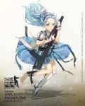  :o ads_(girls_frontline) ads_assault_rifle ankle_strap assault_rifle bangs barefoot blue_dress blue_eyes blue_hair blush bubble character_name combat_knife dress floating_hair full_body girls_frontline gloves gun hairband highres holding holding_gun holding_weapon knife logo long_hair mechanical_leg official_art open_mouth puffy_short_sleeves puffy_sleeves rifle short_sleeves sidelocks symbol-shaped_pupils two-tone_dress underwater weapon white_dress white_gloves xiao_chichi 