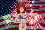  american_flag american_flag_bikini bikini blazing_team:masters_of_yo_kwon_do brown_eyes fireworks fourth_of_july hasbro jane_starr red_hair redhead swimsuit 