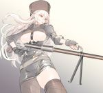  1girl girls_frontline gun highres pottsness ptrd-41_(girls_frontline) rifle thigh-highs weapon 