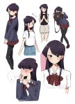  ... 1girl absurdres bag bangs black_hair black_legwear blazer blush bow bowtie collared_shirt commentary_request eyebrows_visible_through_hair highres holding holding_bag jacket juralumin komi-san_wa_komyushou_desu komi_shouko long_hair long_sleeves looking_at_viewer pantyhose pleated_skirt red_skirt scared school_bag school_uniform shirt short_sleeves simple_background skirt spoken_ellipsis white_background white_shirt 