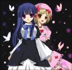  blue_hair bow bows brown_eyes butterflies butterfly frederica_bernkastel lambdadelta purple_eyes umineko_no_naku_koro_ni violet_eyes 