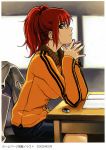  desk glasses happoubi_jin jacket ponytail profile red_hair redhead solo 